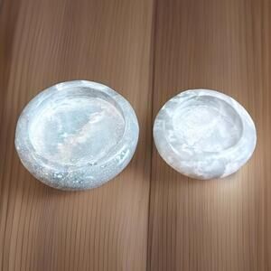 Pottery Collectible Planter Pot Low Shallow Bowl  Marble China Set Of 2